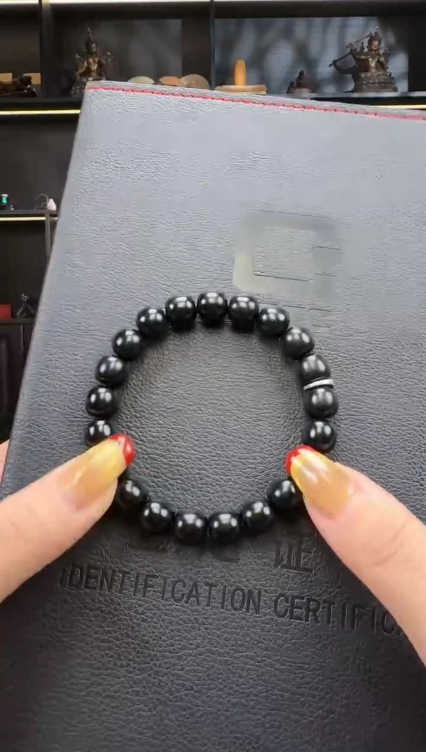 【闪购商品】和田玉1未镶嵌10mm黑青老型手串