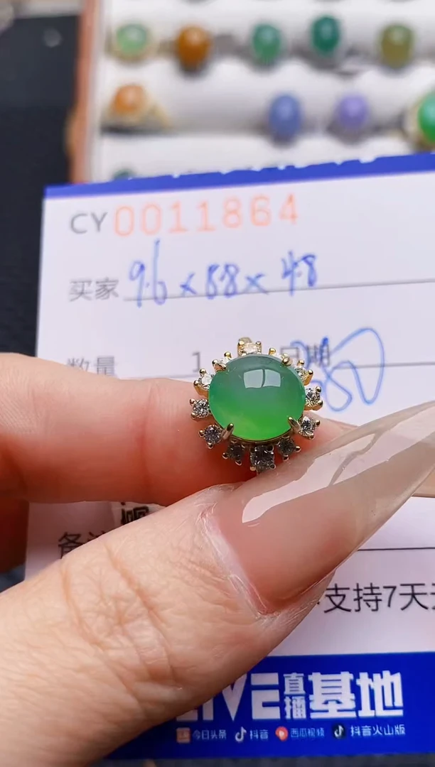 银S925镶嵌戒指翡翠1864