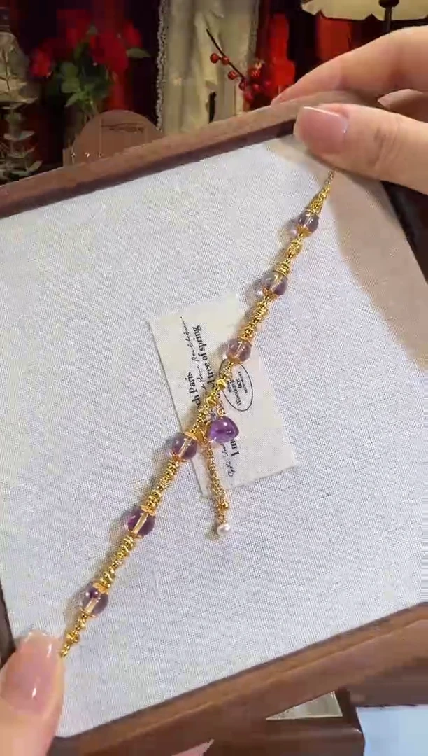 【闪购商品】水晶手链银S925镶嵌紫超