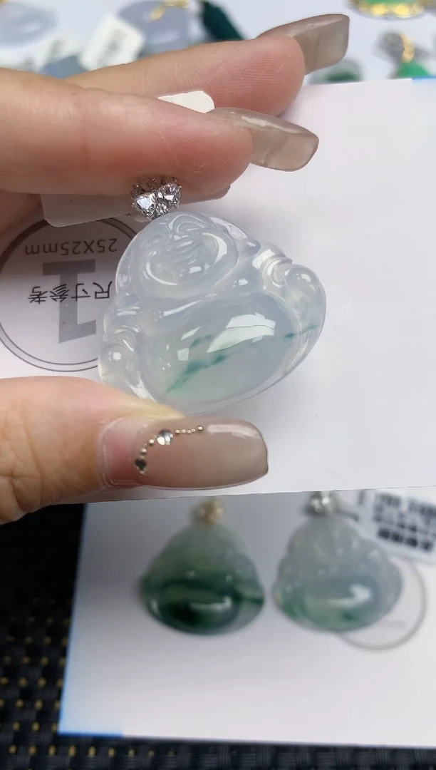 颈饰18K金镶嵌翡翠小****2天然缅甸A货翡翠百元以上9元证书费自理