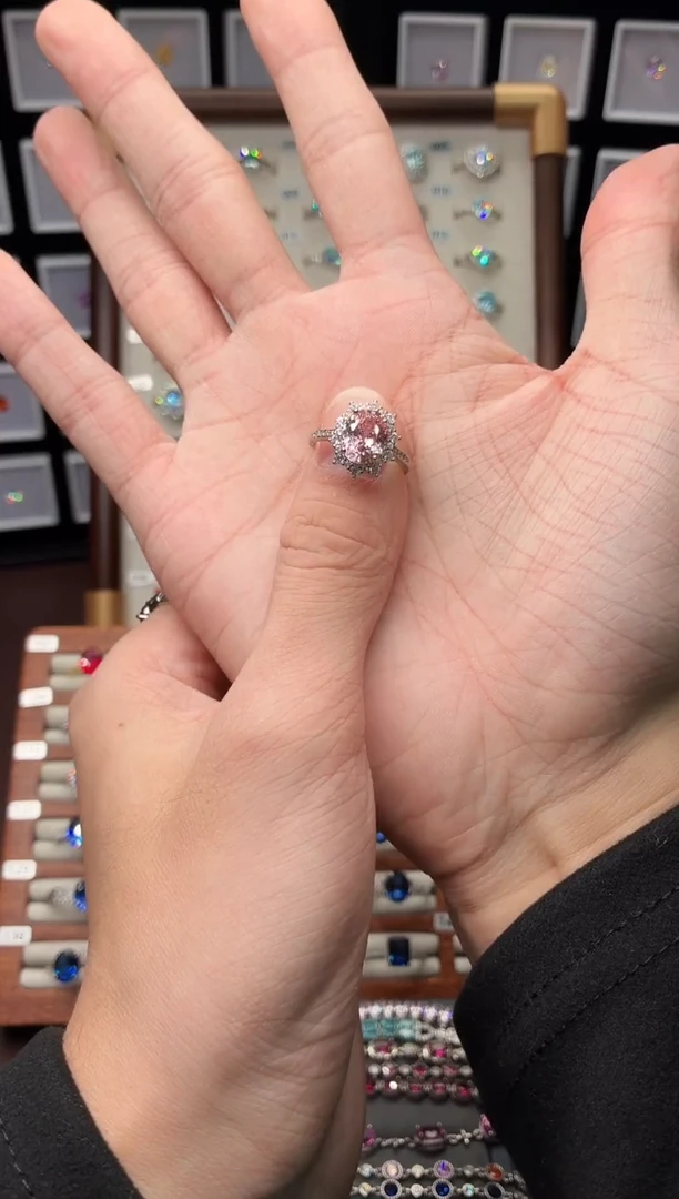 戒指彩色蓝宝石银S925镶嵌111