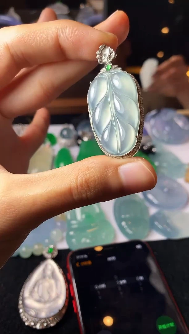 18K金镶嵌定制翡翠行**张YZ-叶子