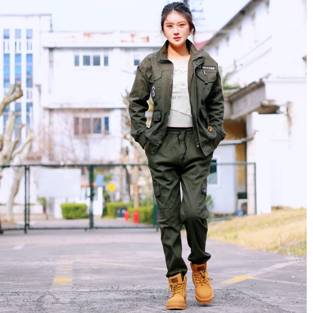 193迷彩弹力套装男女同款春秋款棉斜纹上衣裤子宽松工装耐磨耐脏