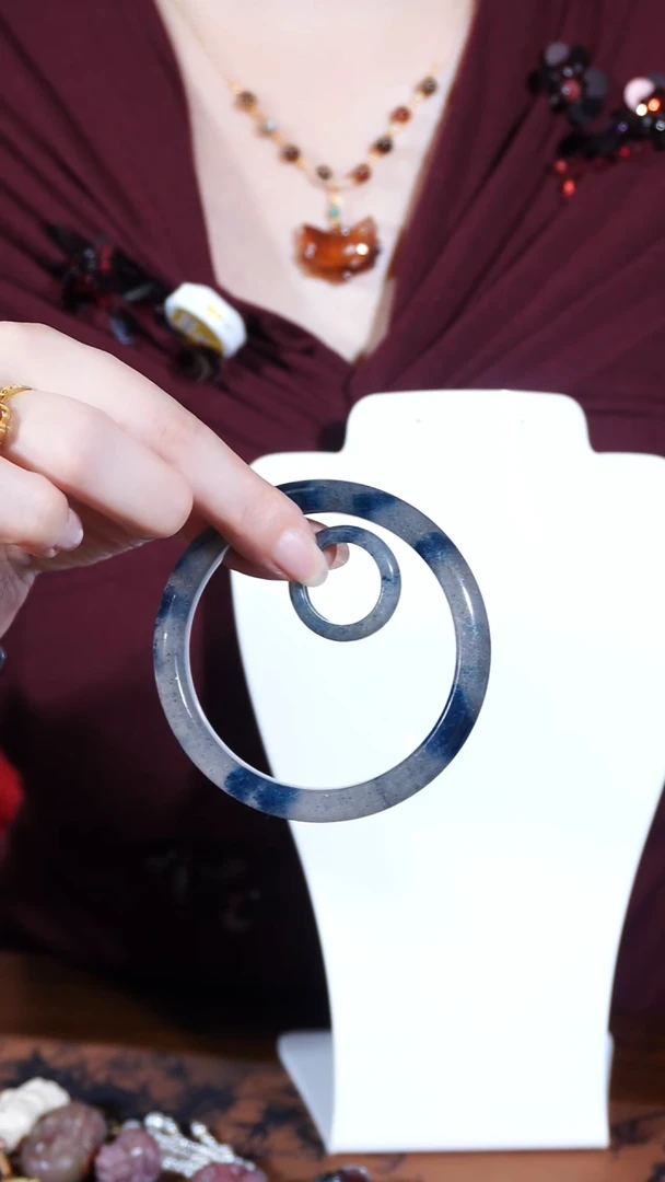 银S925镶嵌手镯水晶61号蓝草莓手镯+戒指