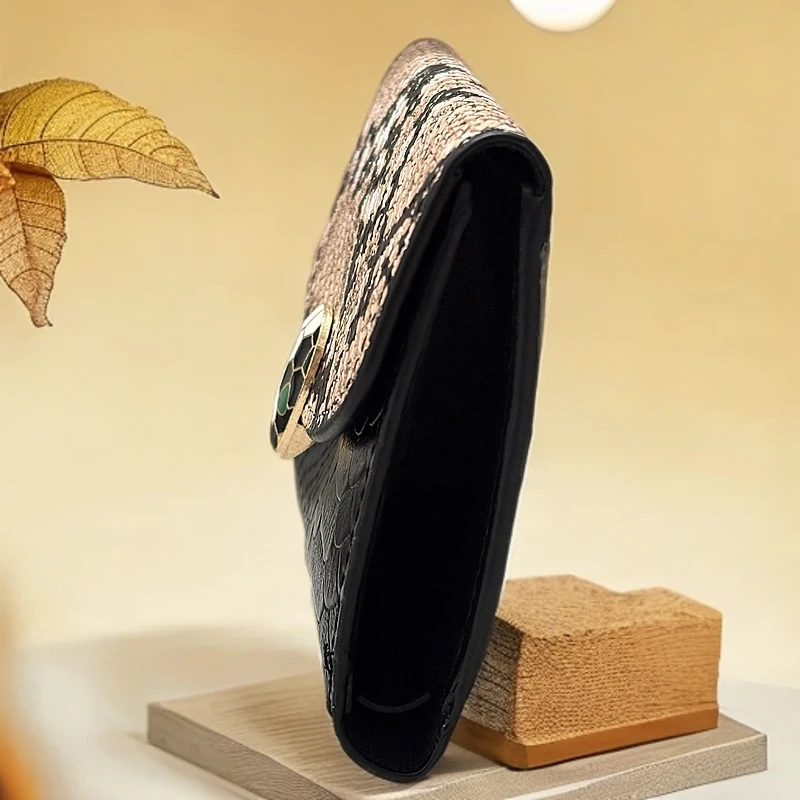 蛇年新款经典蛇纹卡包多功能钱夹黑色