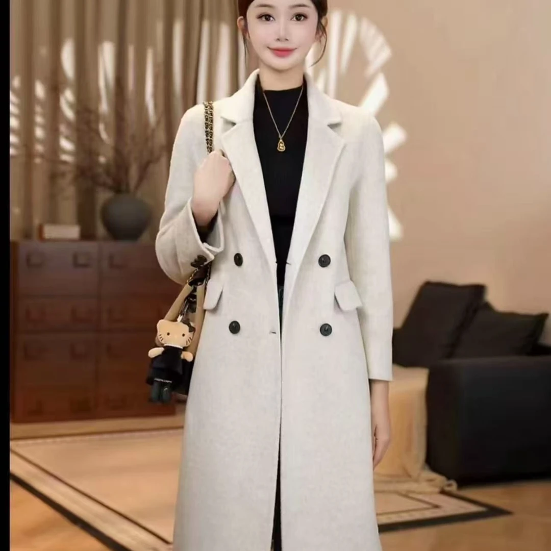 88937女士秋冬时尚设计师休闲百搭气质轻奢长款羊毛大衣