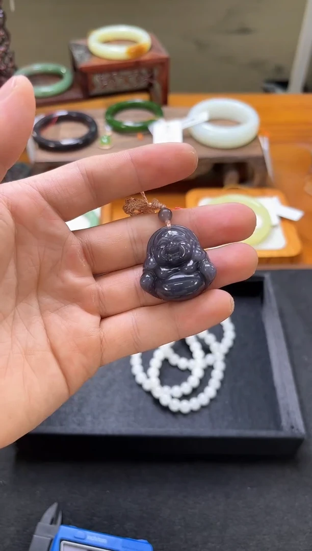 吊坠(不含链)未镶嵌和田玉青海烟紫 佛公