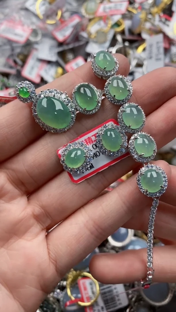 银S925镶嵌戒指翡翠4444----6