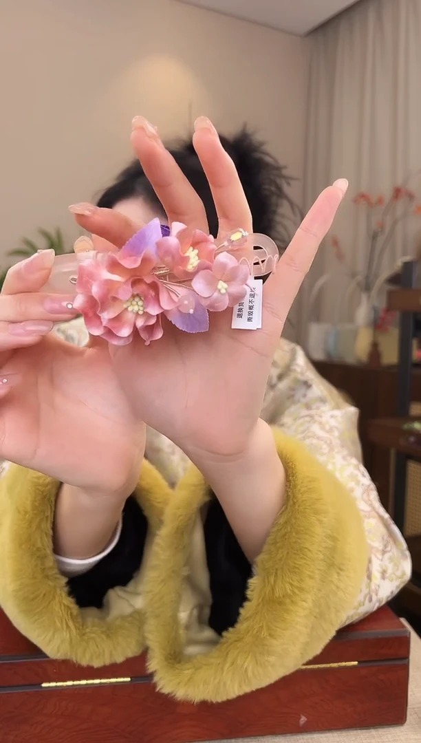 刺绣柠***～粉色懒人夹