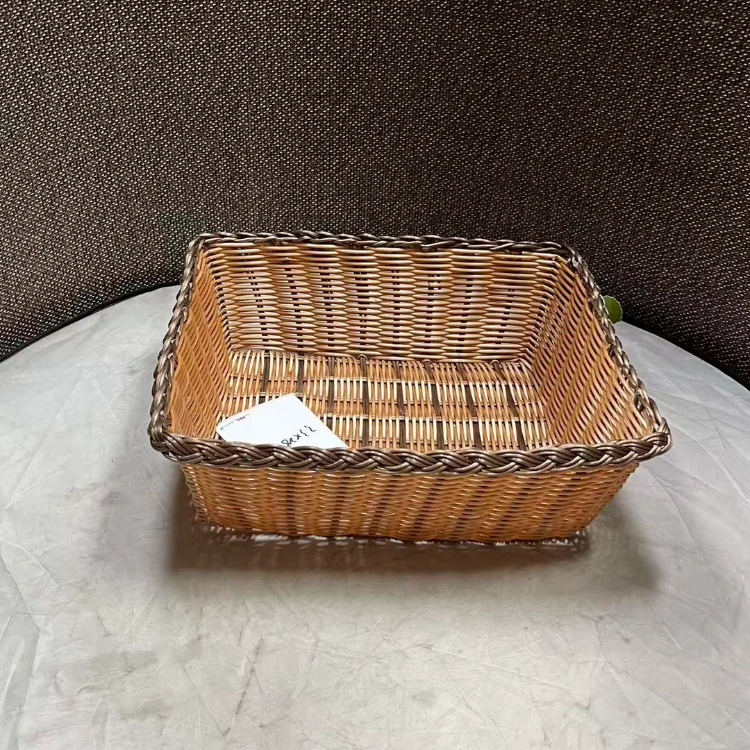 5772瑕疵款长33宽28高12CM 家用PVC编织收纳筐沥水篮水果篮储物篮