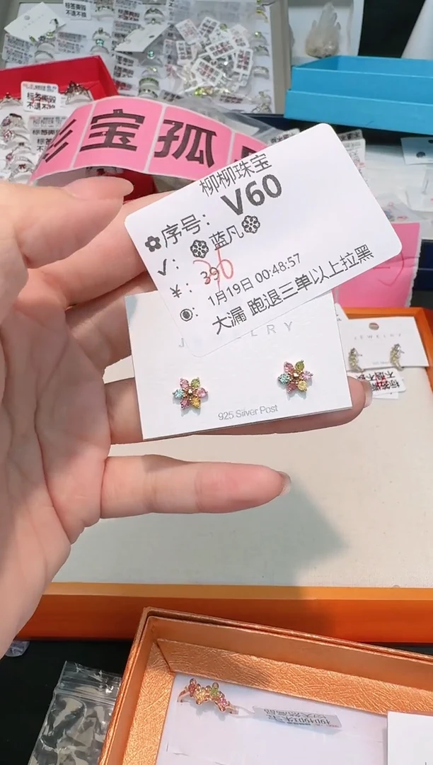 【闪购商品】碧玺耳饰银S925镶嵌多样性发一V60
