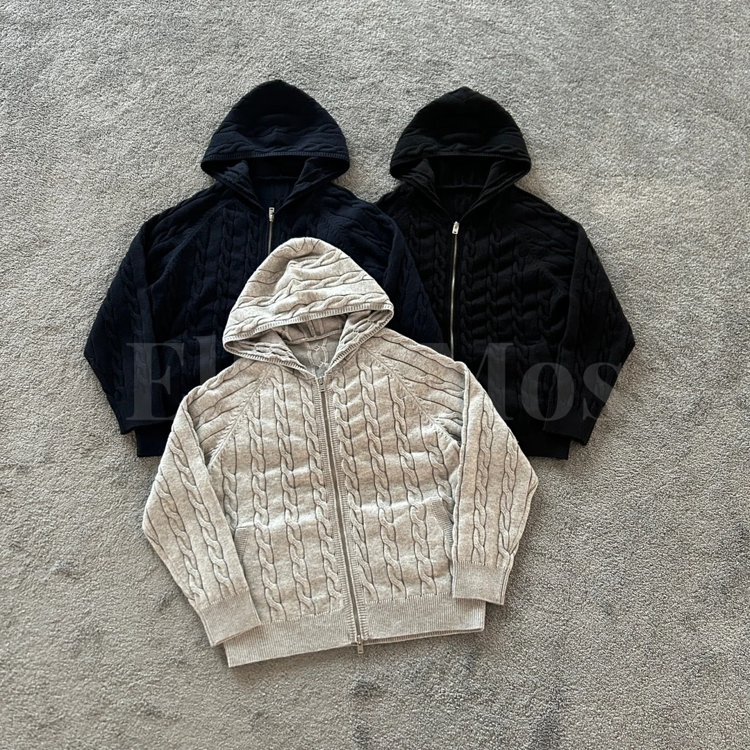 Elliot Mos V叔 24支澳羚绒~Sweater 870g羊毛混纺麻花针织衫1538