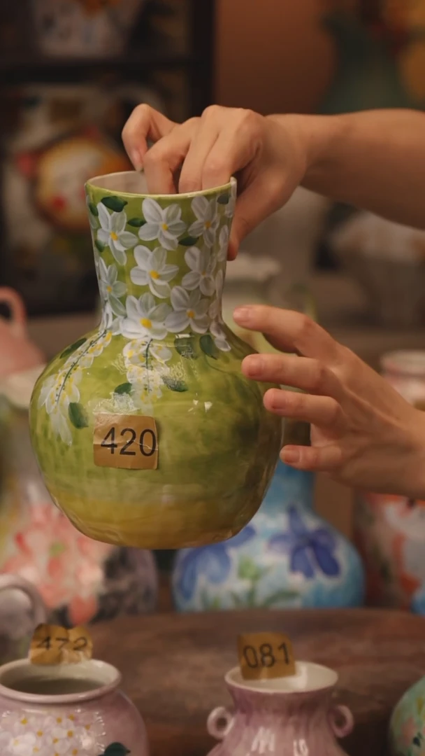 陶瓷420景德镇设计师手作花器摆件侘寂风