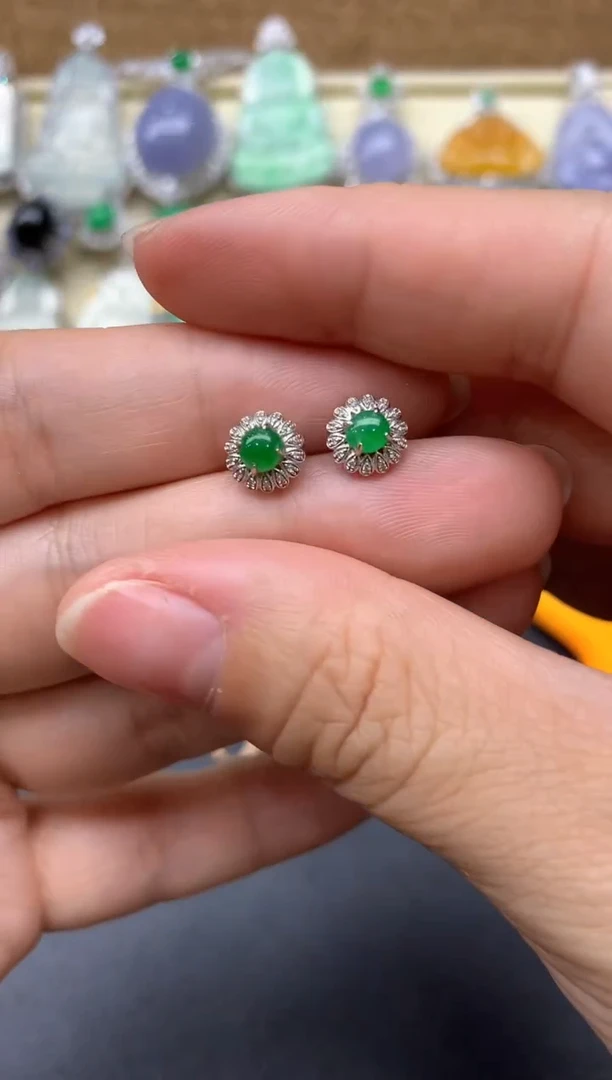 【闪购商品】翡翠耳饰18K金镶嵌198-中国好珍宝