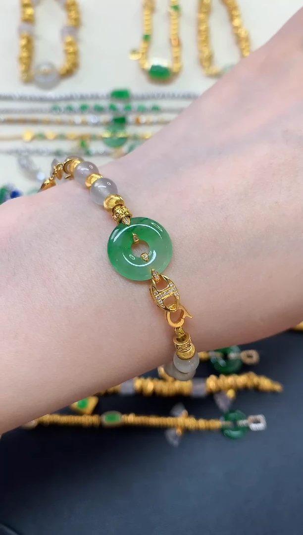 18K金镶嵌手串翡翠A159|26800