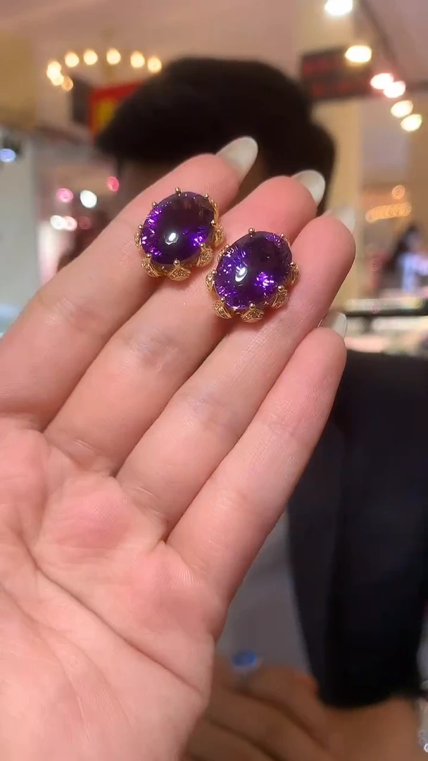 银S925镶嵌耳饰紫晶【宝石世家严选】