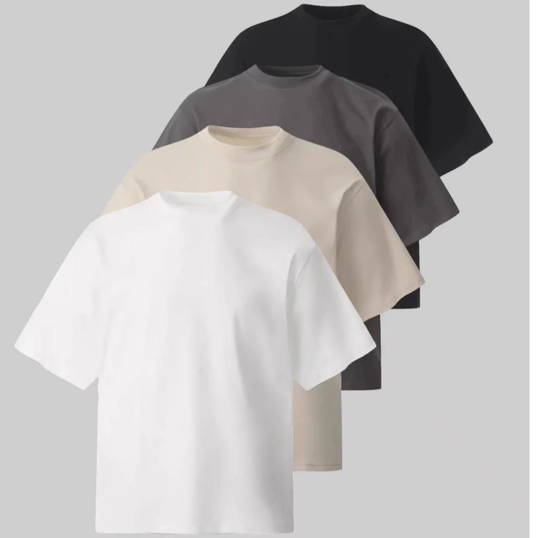 （1号）重磅小领口国潮牌T恤美式街头刺绣印花短袖男夏季宽松情侣