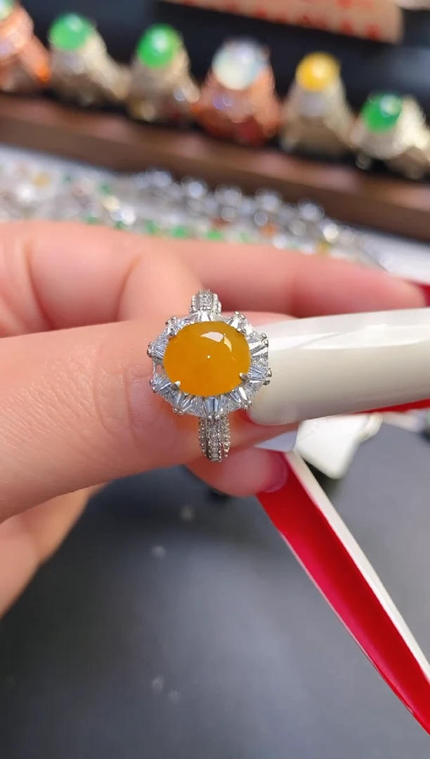 银S925镶嵌戒指翡翠天然