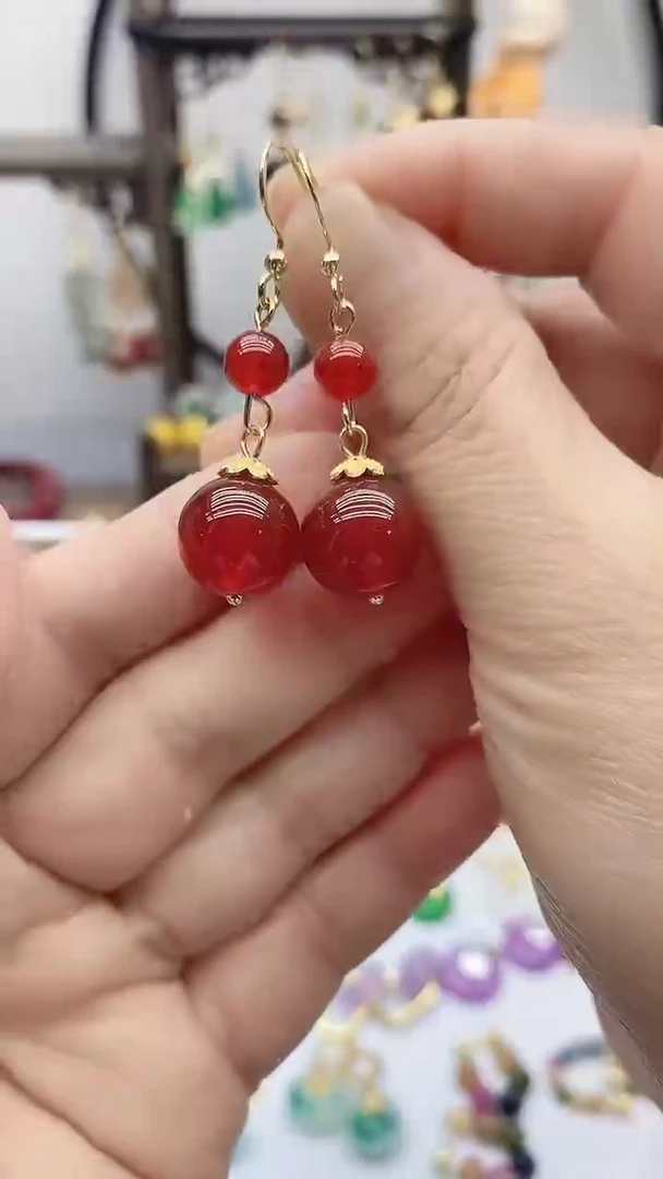 14K金镶嵌南红玛瑙耳饰10