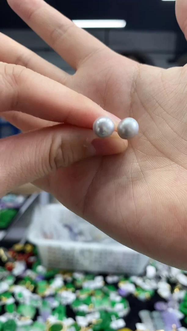 银S925镶嵌耳饰海水珍珠多样性发其一颜色微差