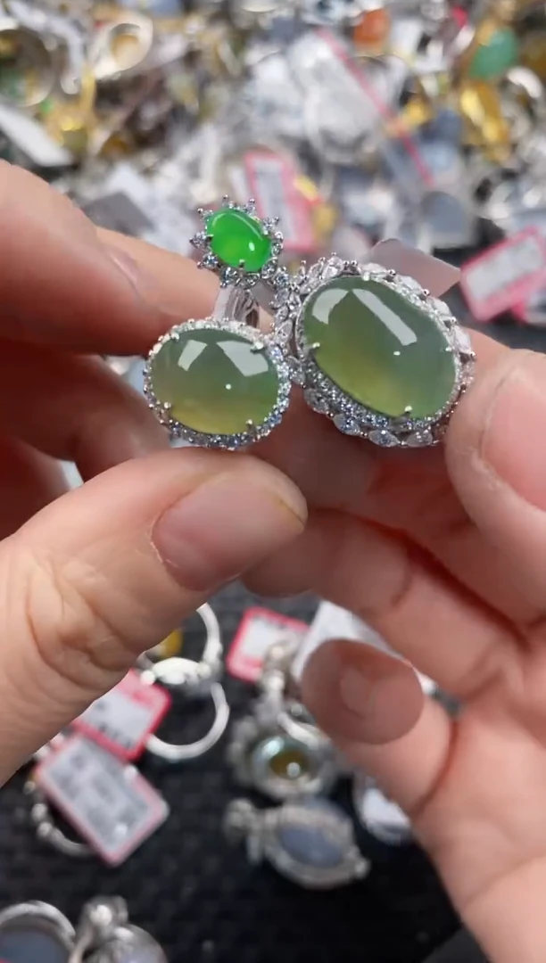 银S925镶嵌戒指翡翠10   4