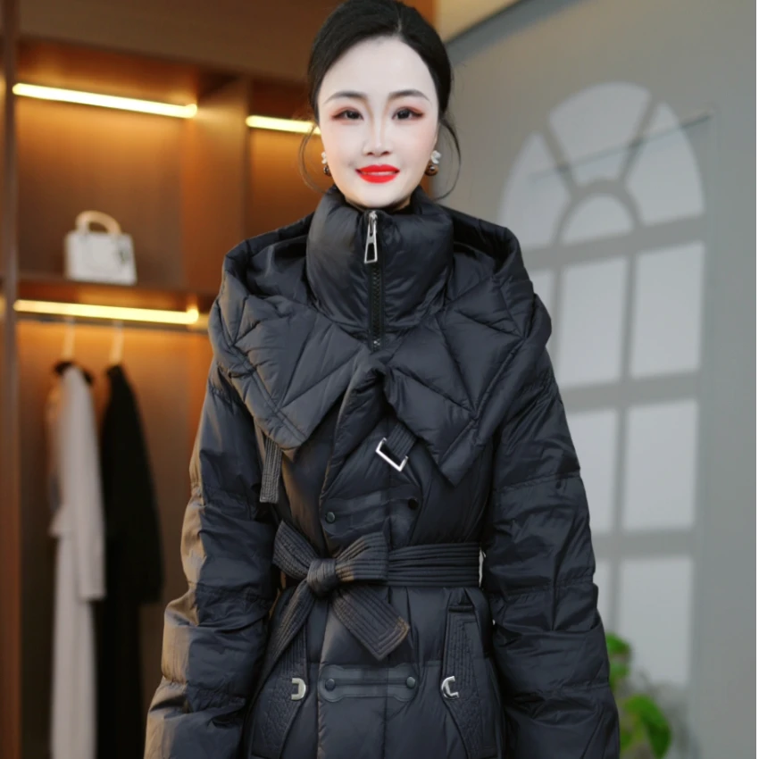 冬季新款修身洋气减龄加厚保暖百搭中长款羽绒服外套M-3XL