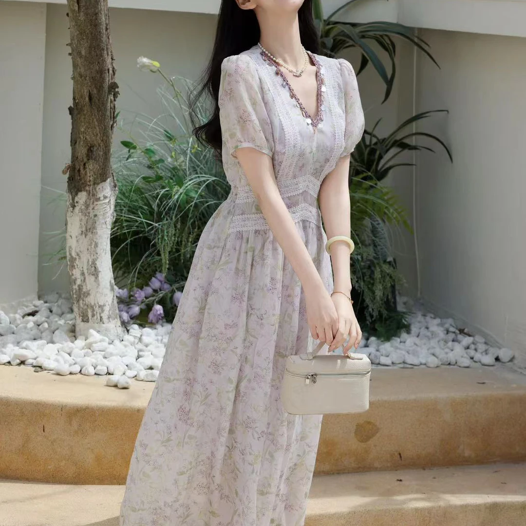 无印心匠B25369 夏季时尚轻奢重工设计感花连衣裙法式 K641