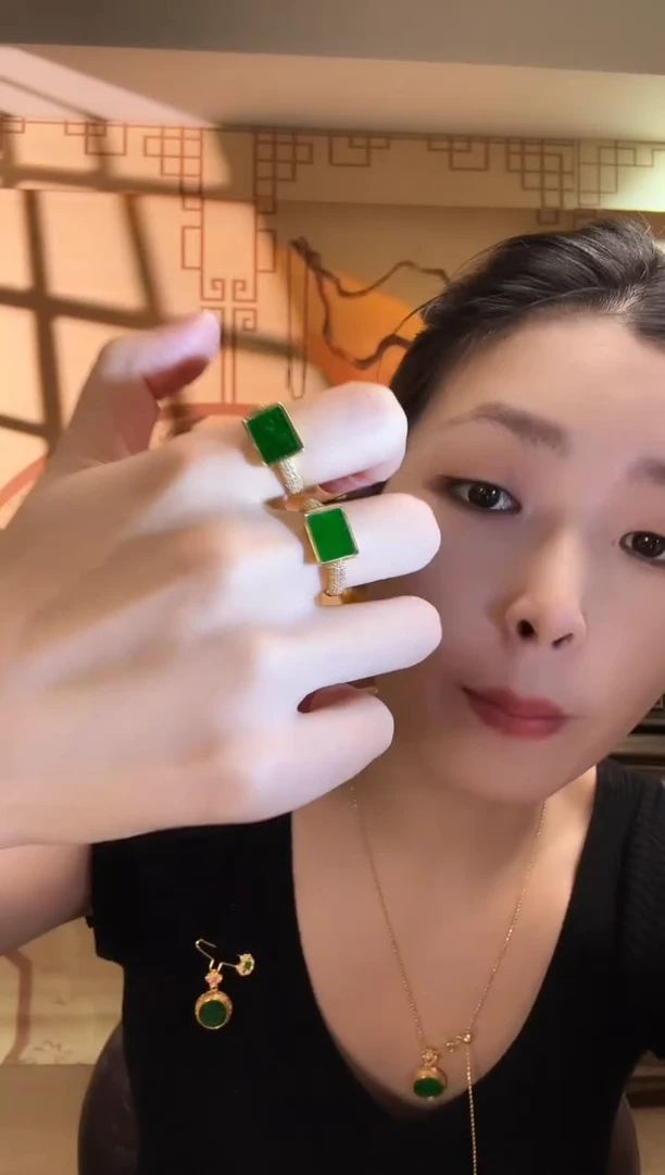 银S925镶嵌戒指翡翠戒指多样性发货