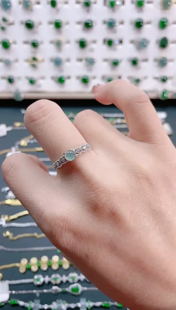 【闪购商品】翡翠戒指银S925镶嵌天然翡翠