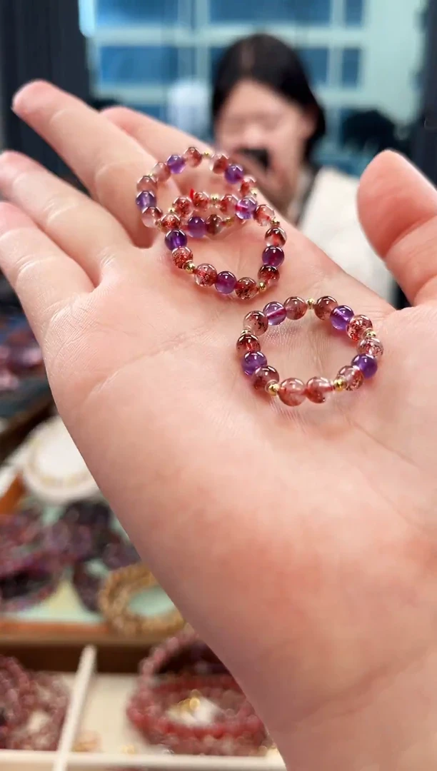 未镶嵌手串水晶金草莓戒圈4mm【多样性发一】