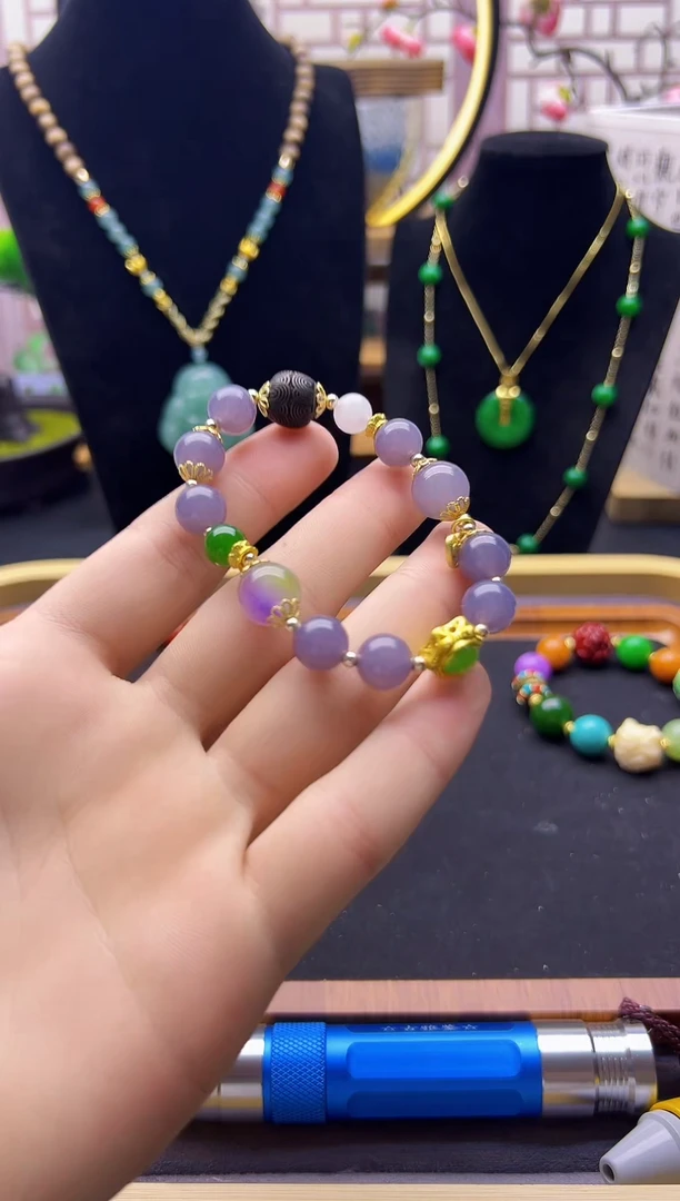 【闪购商品】和田玉手链14K金镶嵌S505