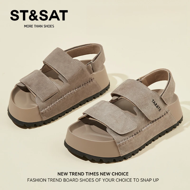 星期六外穿女秋季2025新款百搭网红厚底凉拖鞋运动罗马鞋女款