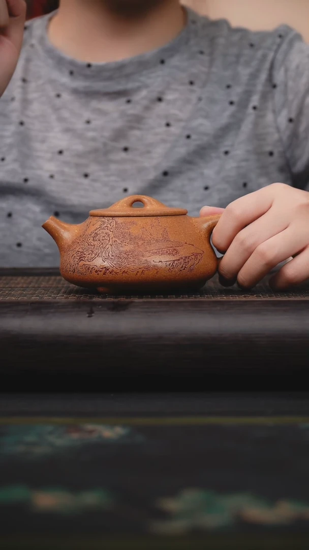 茶壶紫砂蟹黄段泥 石瓢壶