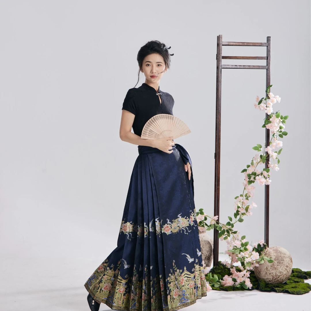 媚海棠【花鸟图】中国风明制马面裙重工仿妆花织金高定春夏汉元素款