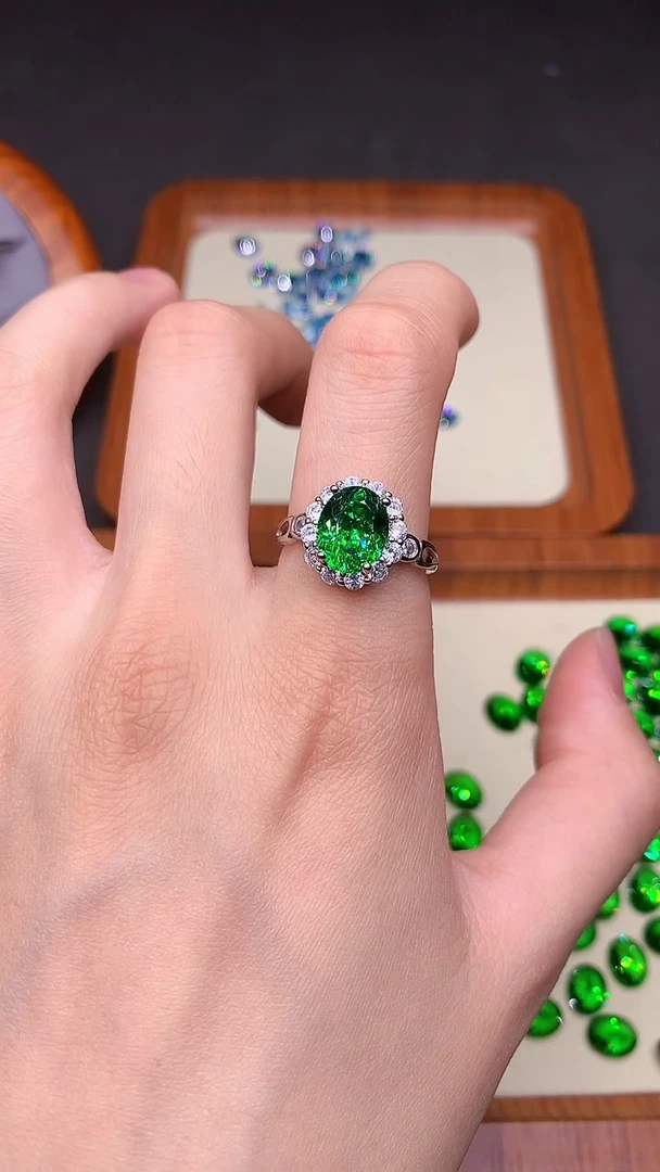 绿色碧玺戒指银S925镶嵌.....