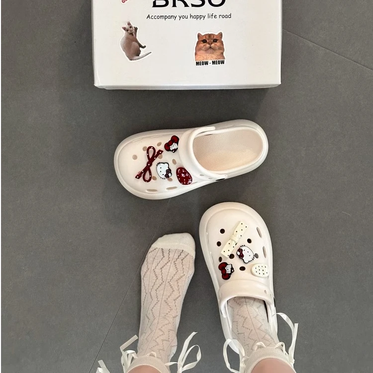 4.0踩屎感洞洞鞋女2025夏季时尚百搭厚底防滑可爱两穿EVA包头拖鞋