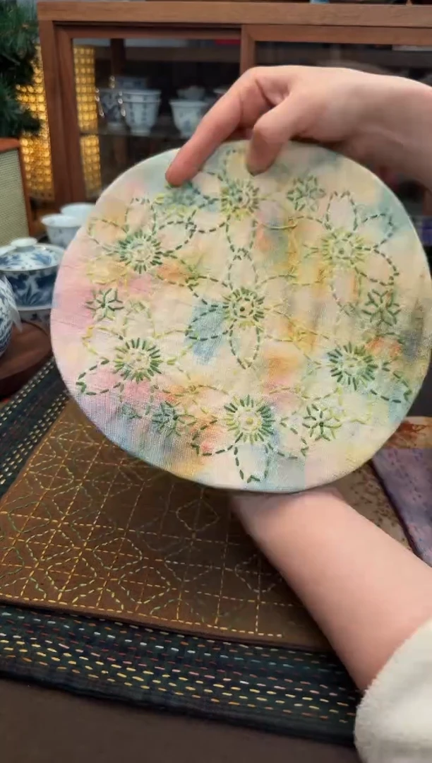 【闪购商品】织绣Cici手作刺子绣植物染柿染茶席-217