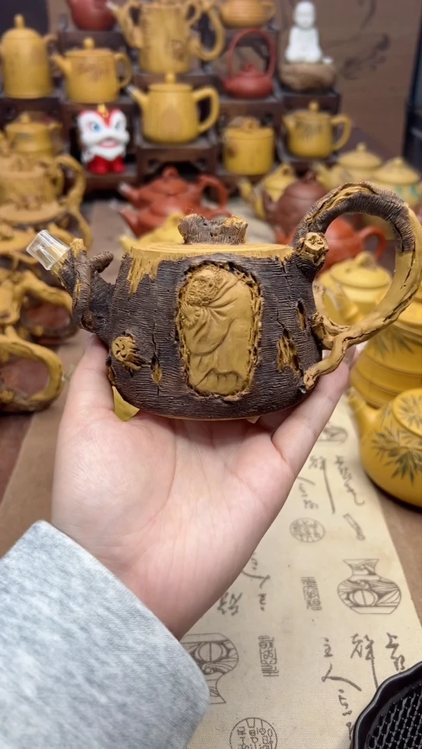 【闪购商品】紫砂茶壶仿木树桩达摩壶