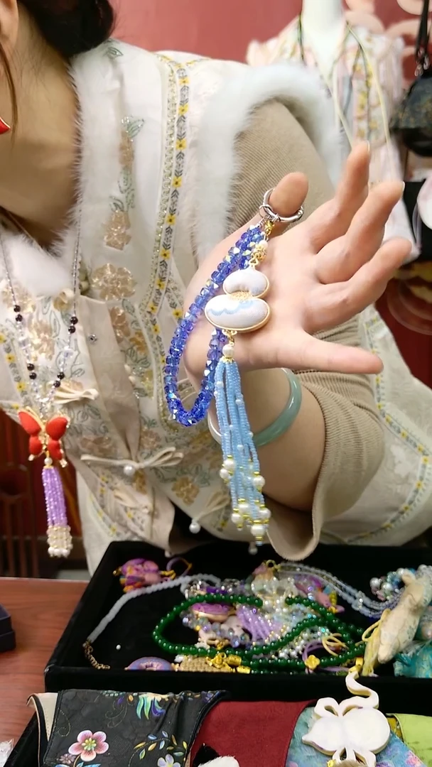 纯铜合金琉璃非遗缂丝耳饰