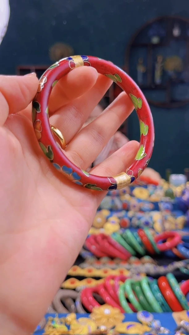 非遗景泰蓝手镯 红开口 55-63