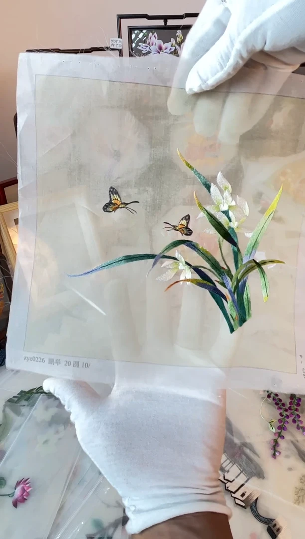 织绣纯手工苏绣双面绣绣布