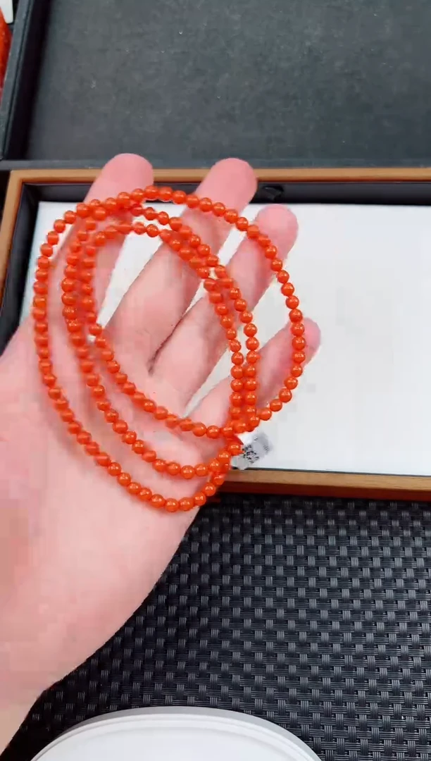 未镶嵌长串南红玛瑙阿东寨高品质长串卡4+