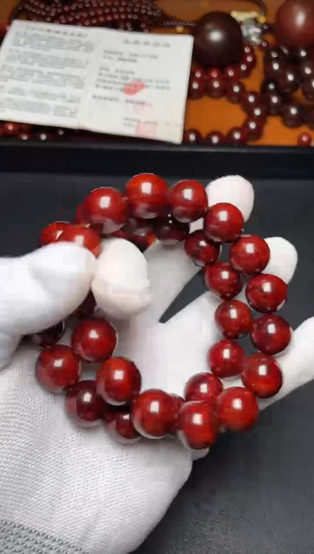 手串/手链小叶紫檀1.5瘤疤鸡血红泥鳞底果冻料