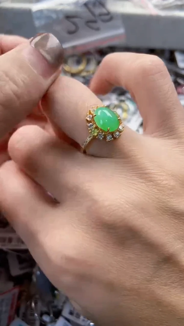 翡翠戒指银S925镶嵌999---4