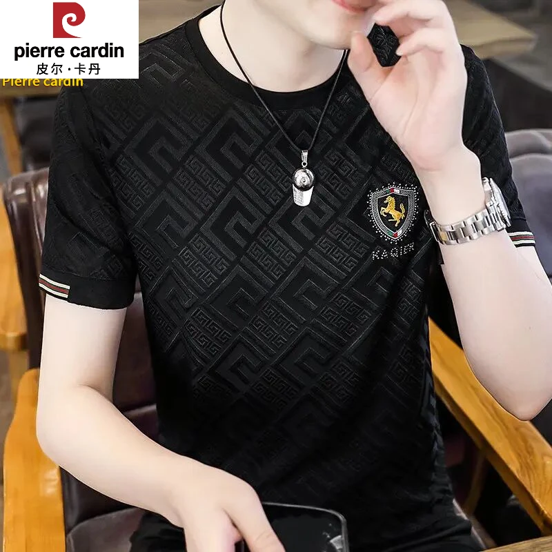 皮尔卡丹潮牌高端刺绣短袖韩版男夏季时尚新款体恤衫半袖帅气百搭