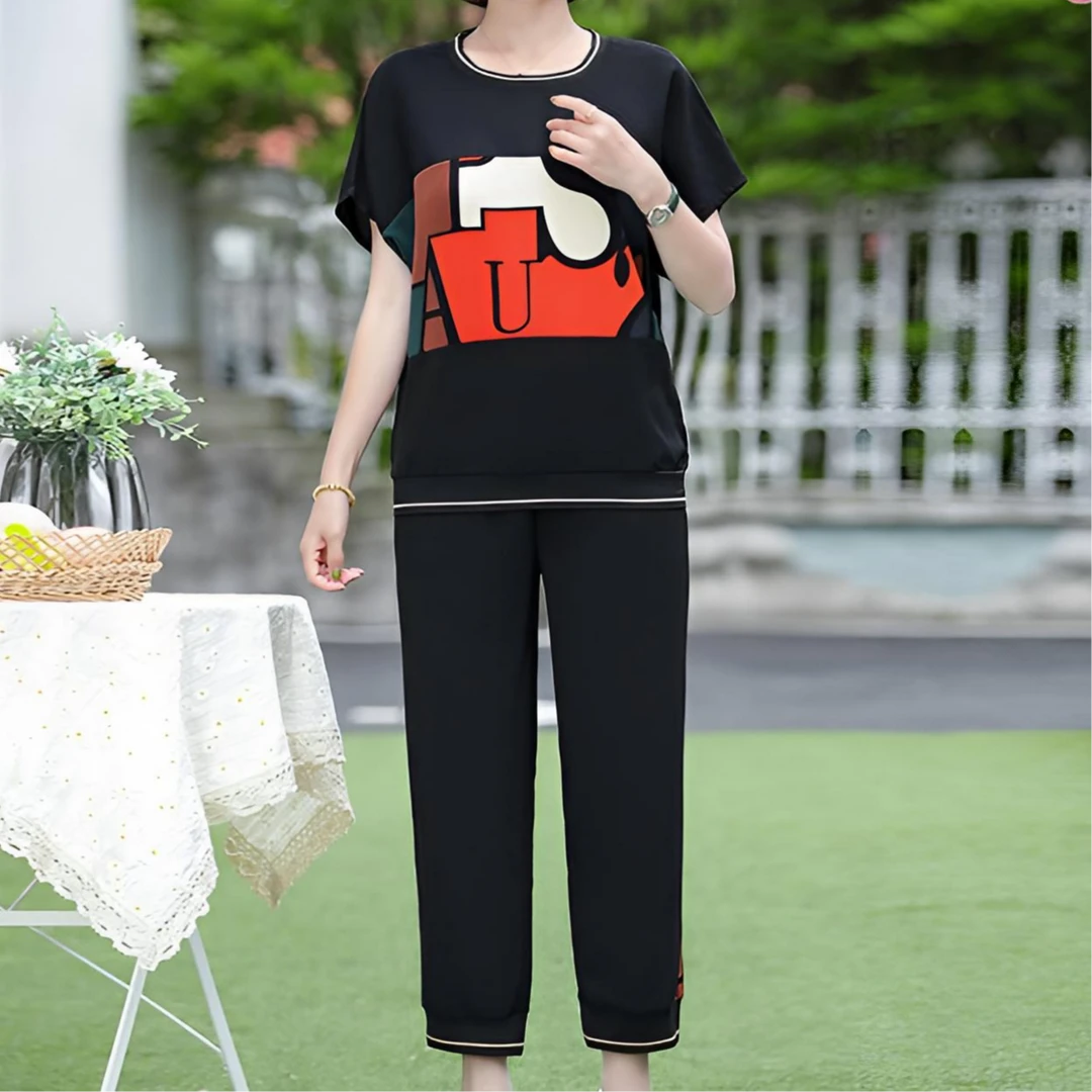 【母亲节感恩特惠】妈妈夏装冰丝运动套装中年女大码40岁50洋气上衣