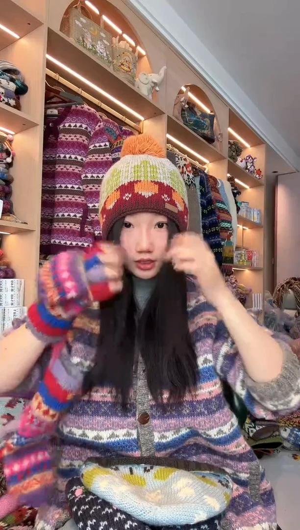 羊毛橘色萝卜帽