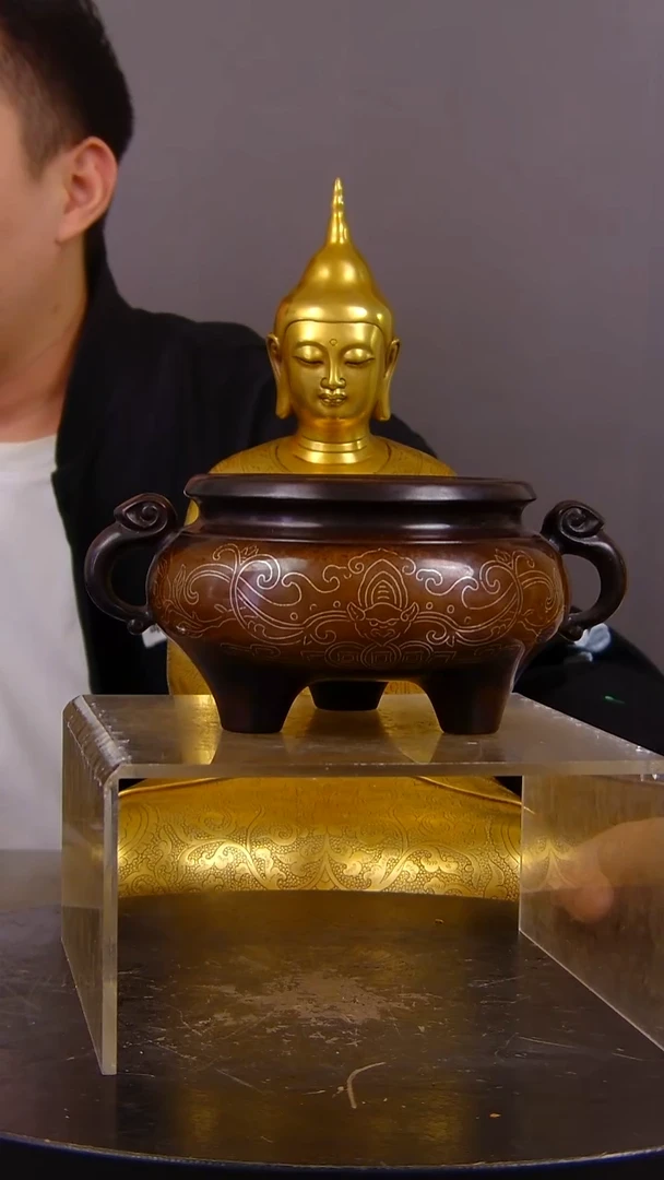 瓷片开***。精美香炉放漏结缘635663