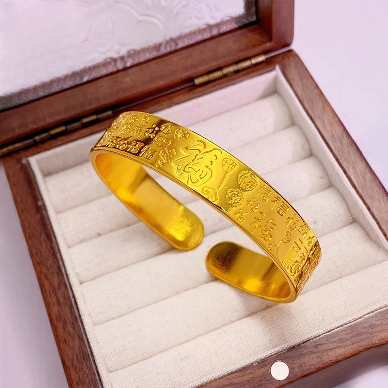 【专柜品质】新中式轮胎百福开口镯 送高档礼盒