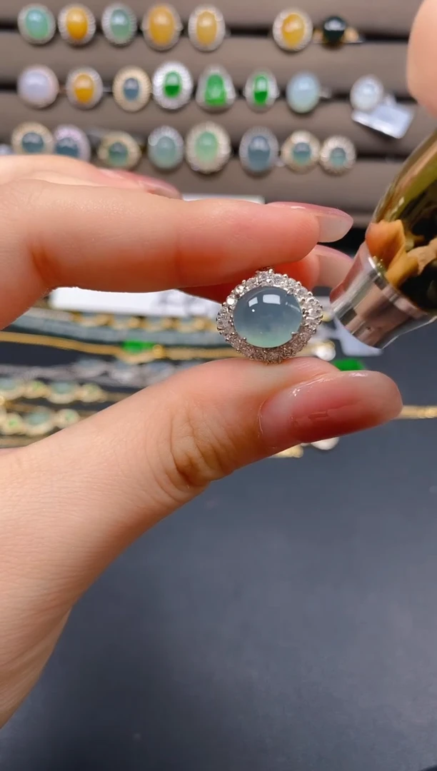 翡翠戒指银S925镶嵌2121